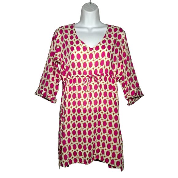 Gretchen Scott Designs Braided Print Cotton Tunic Mini Dress Pink XS